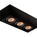 Unilamp - Gyro Surf. Sq 3x9W WD M. Sort Utenpål. DL Firkantet WarmDim