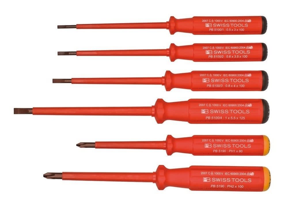 PB SWISS TOOLS - Skrutrekkersett 1000V 6 trekkere Flat/PH