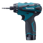 Makita - Borskrutrekker 10,8V DF030DWJ med 2stk 1,3Ah batterier og lader i koffert.