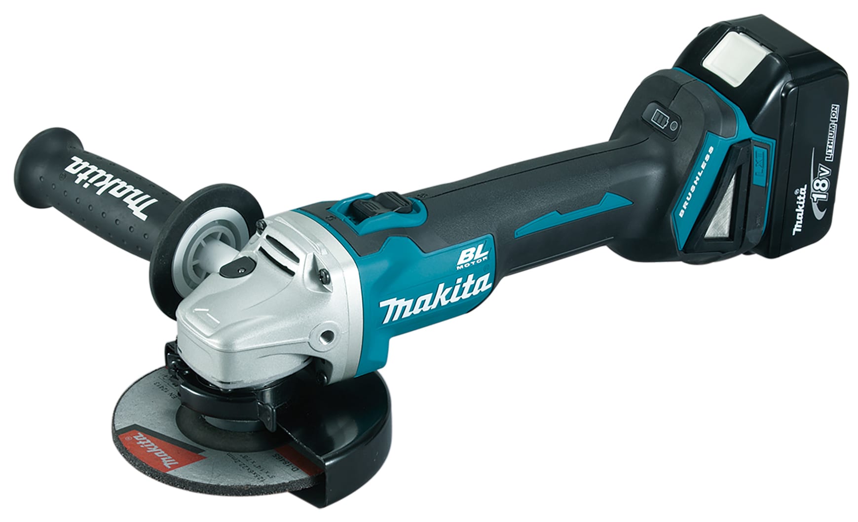 Makita - Vinkelsliper 18V børsteløs, DGA504RTJ med 2stk 5Ah batterier og lader i koffert.