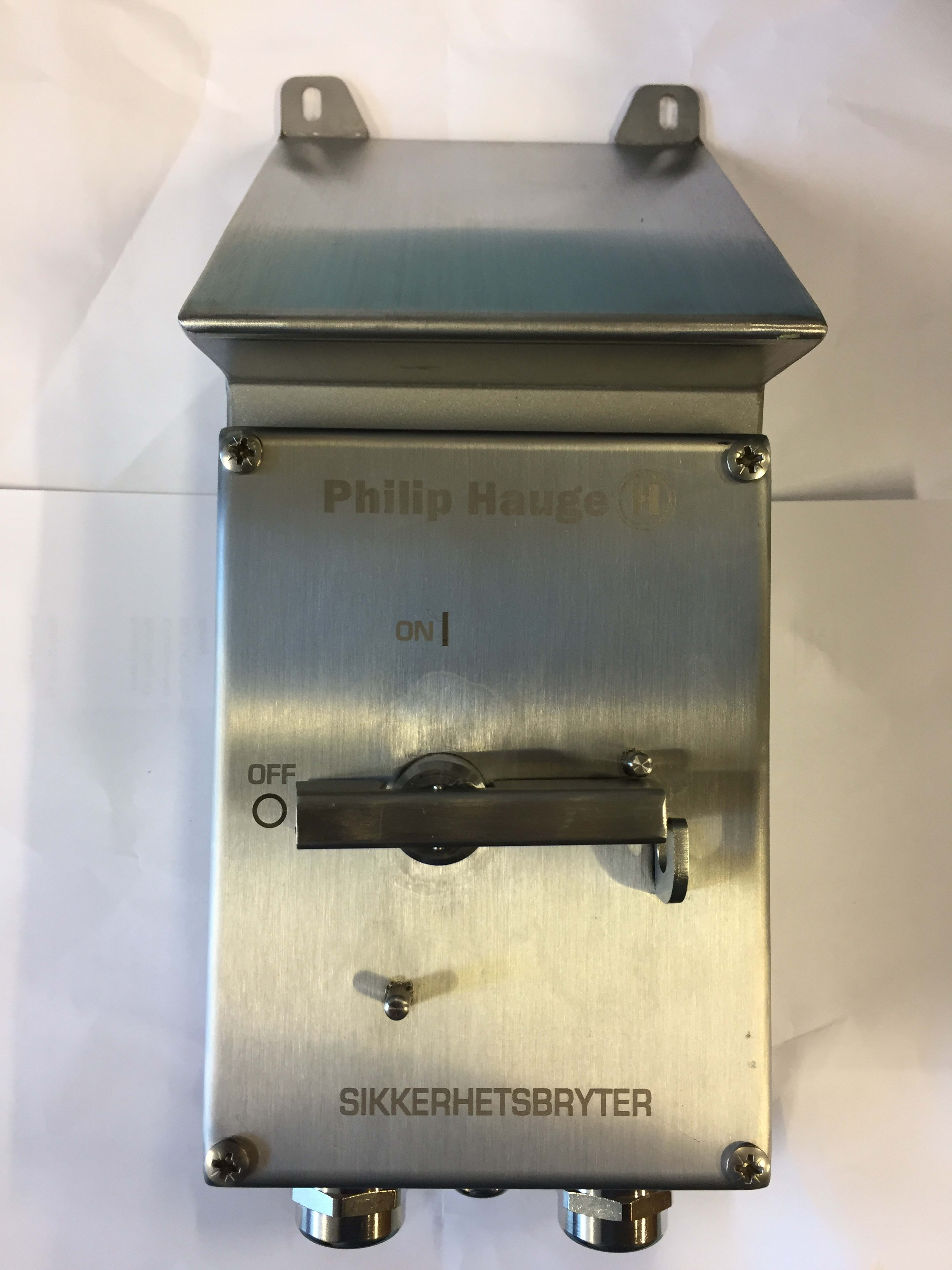 Philip Hauge - Sikkerhetsbryter HAUGE KUR 363T 1.V RS IP66 1NO+1NC AISI 316 m/syrefast vred og tak