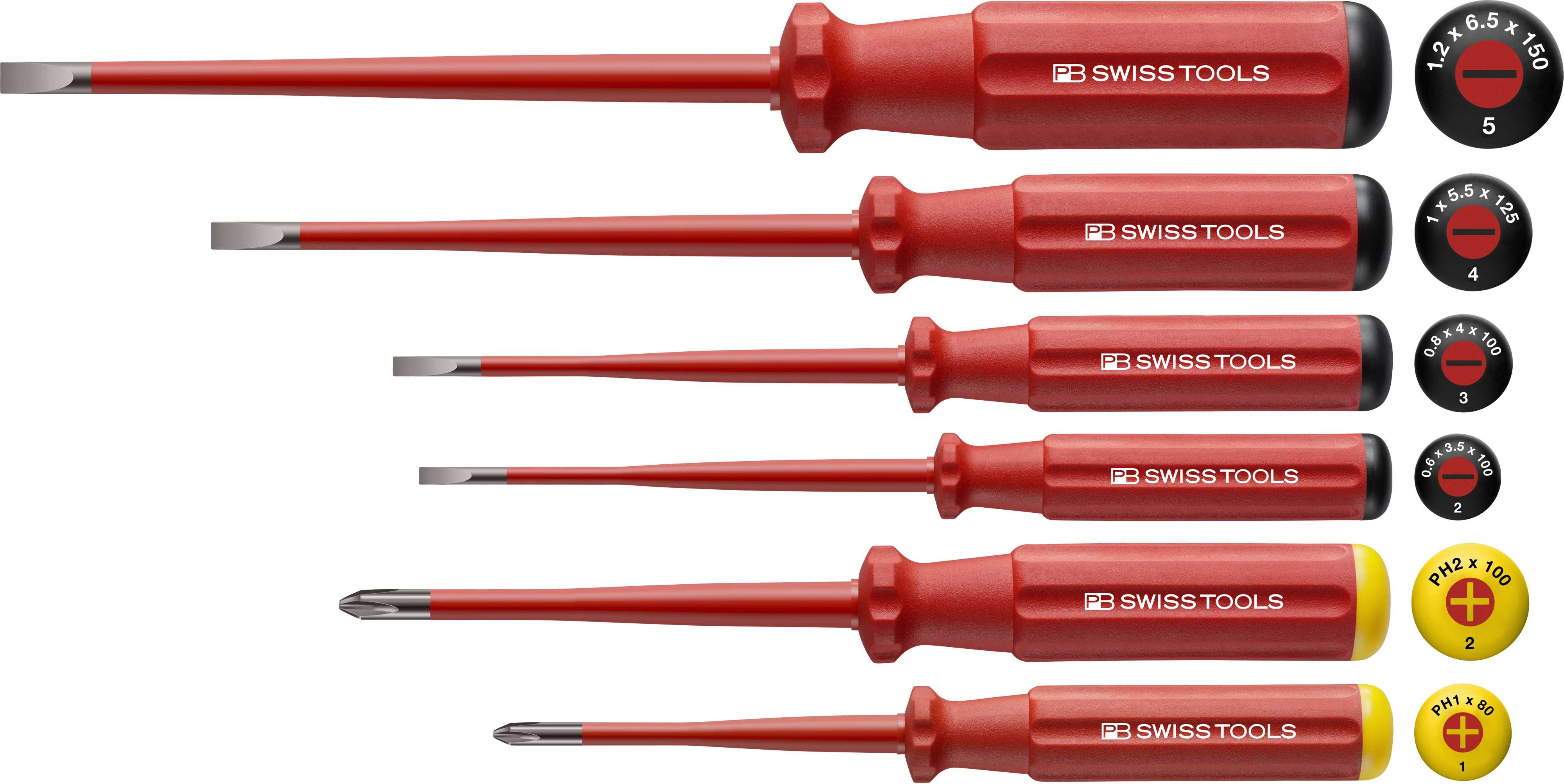 PB SWISS TOOLS - Skrutrekkersett 1000V Slim 6 Flat/PH