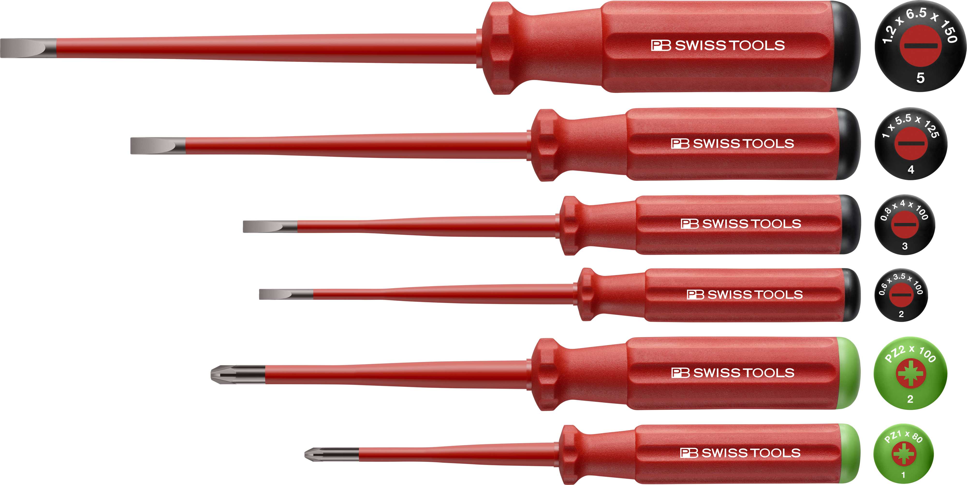 PB SWISS TOOLS - Skrutrekkersett 1000V Slim 6  Flat/PZ
