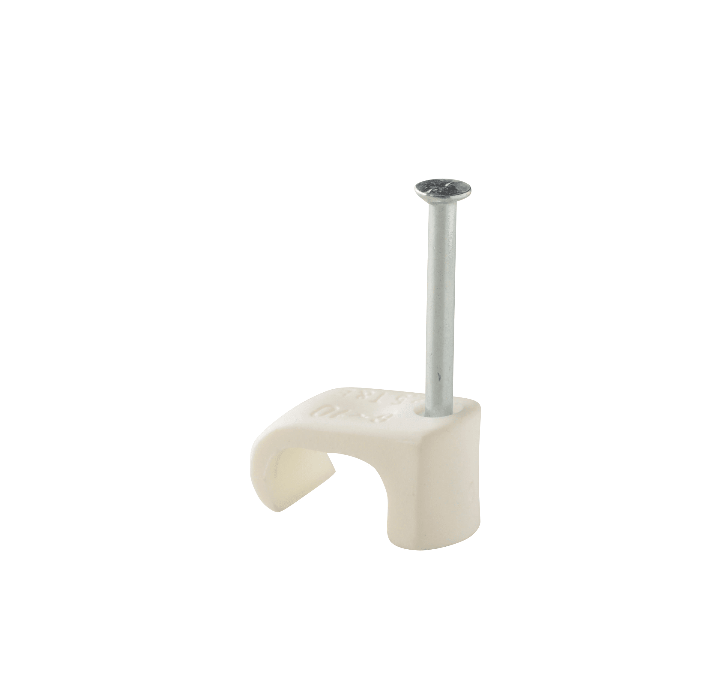 Castor - Plastklips m/spiker C 6x10 Hvit for feste av oval kabel