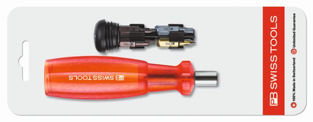 PB SWISS TOOLS - Skrutrekker med magnet og 8stk bits i håndtaket