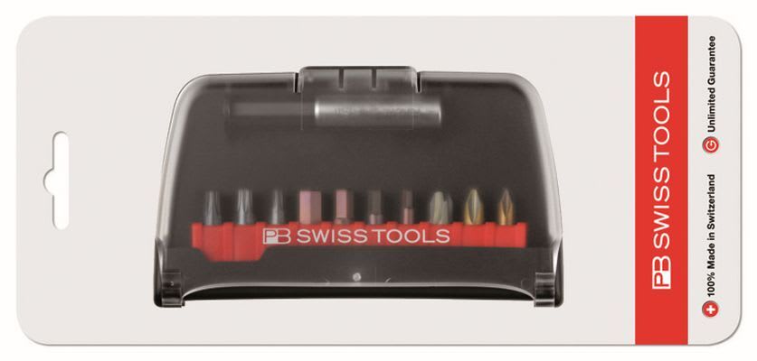 PB SWISS TOOLS - Bitssett 10 div bits 25mm med bitsholder og magnet