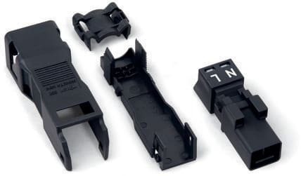 WAGO - Plugg;med strekkavlastningshylse;2-polet;sort