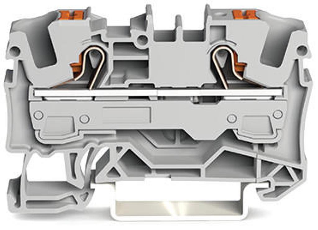 WAGO - 2-leder gjennomgående rekkeklemme;med trykknapp;6 mm²;grå