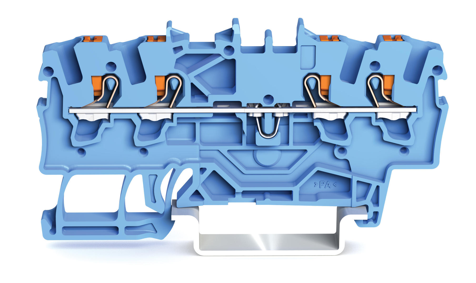 WAGO - 4-leder gjennomgående rekkeklemme;med trykknapp;1,5 mm²;blå