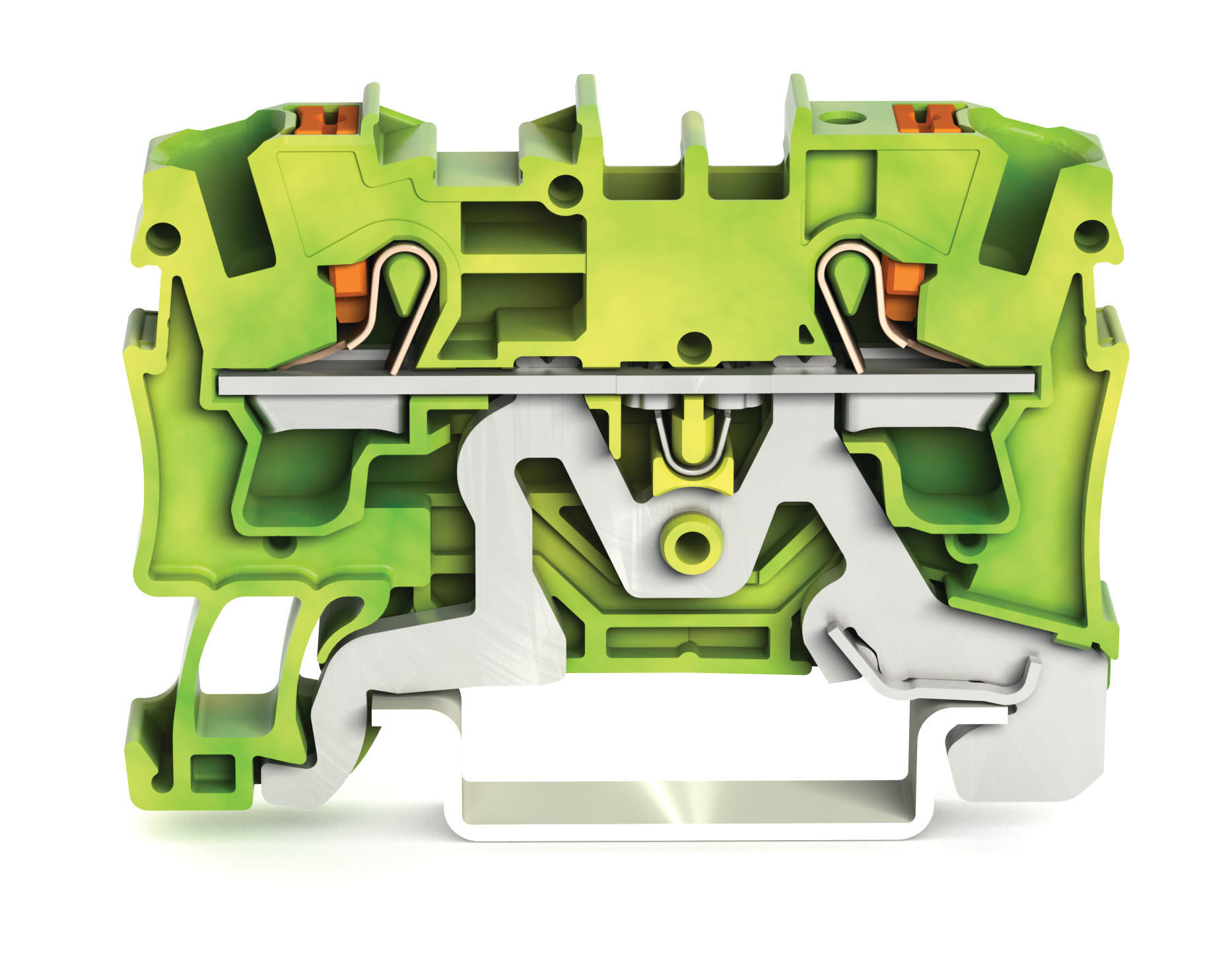 WAGO - 2-leder jordklemme;med trykknapp;4 mm²;grønn-gul