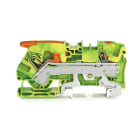 WAGO - 2-leder jordklemme;med spak og trykknapp;6 mm²;grønn-gul