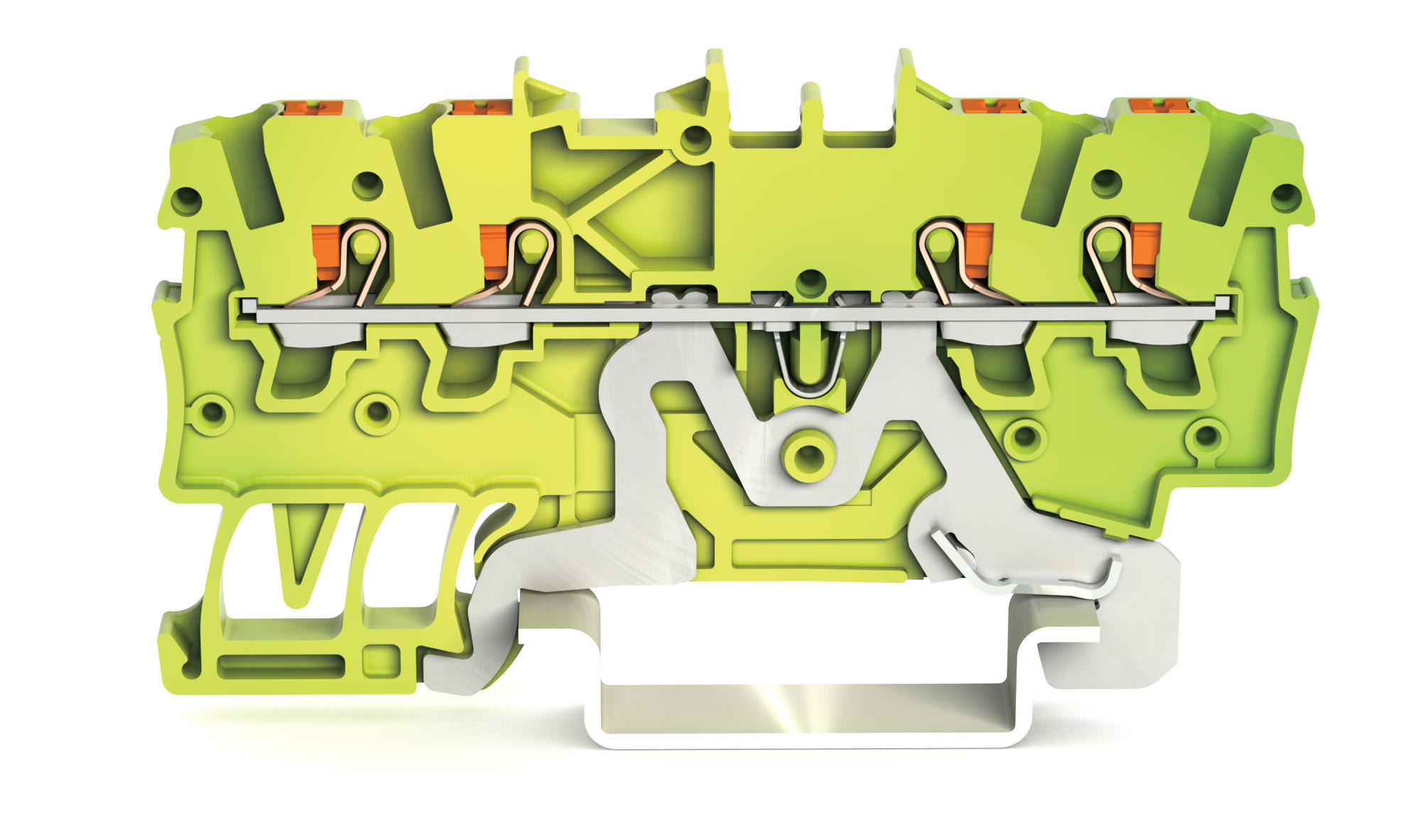WAGO - 4-leder jordklemme;med trykknapp;1 mm²;grønn-gul