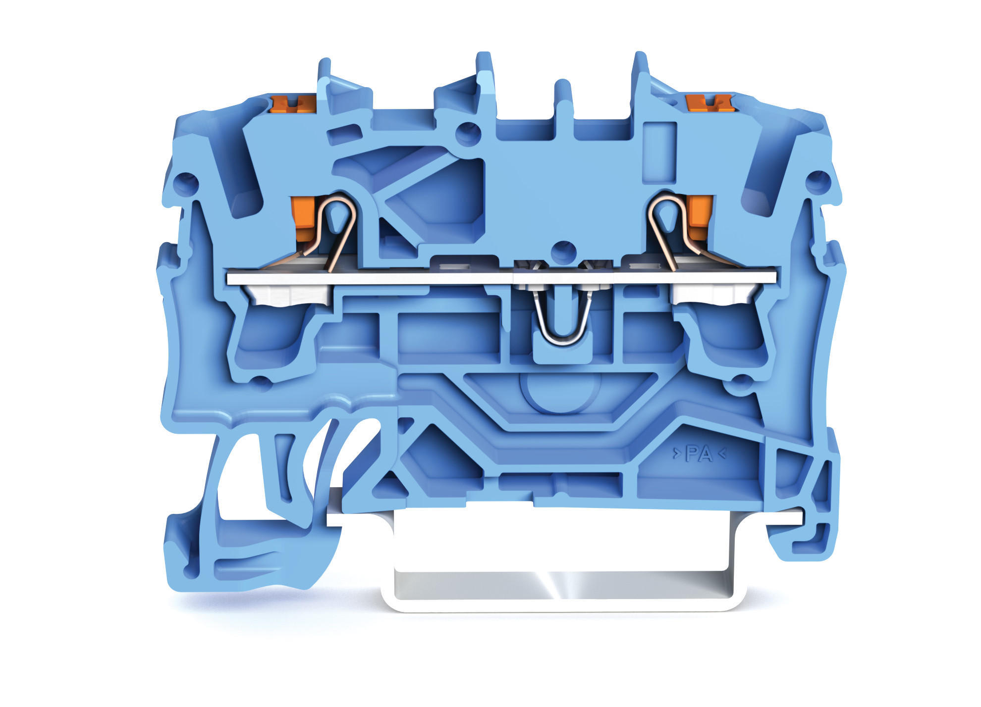 WAGO - 2-leder gjennomgående rekkeklemme;med trykknapp;2,5 mm²;blå
