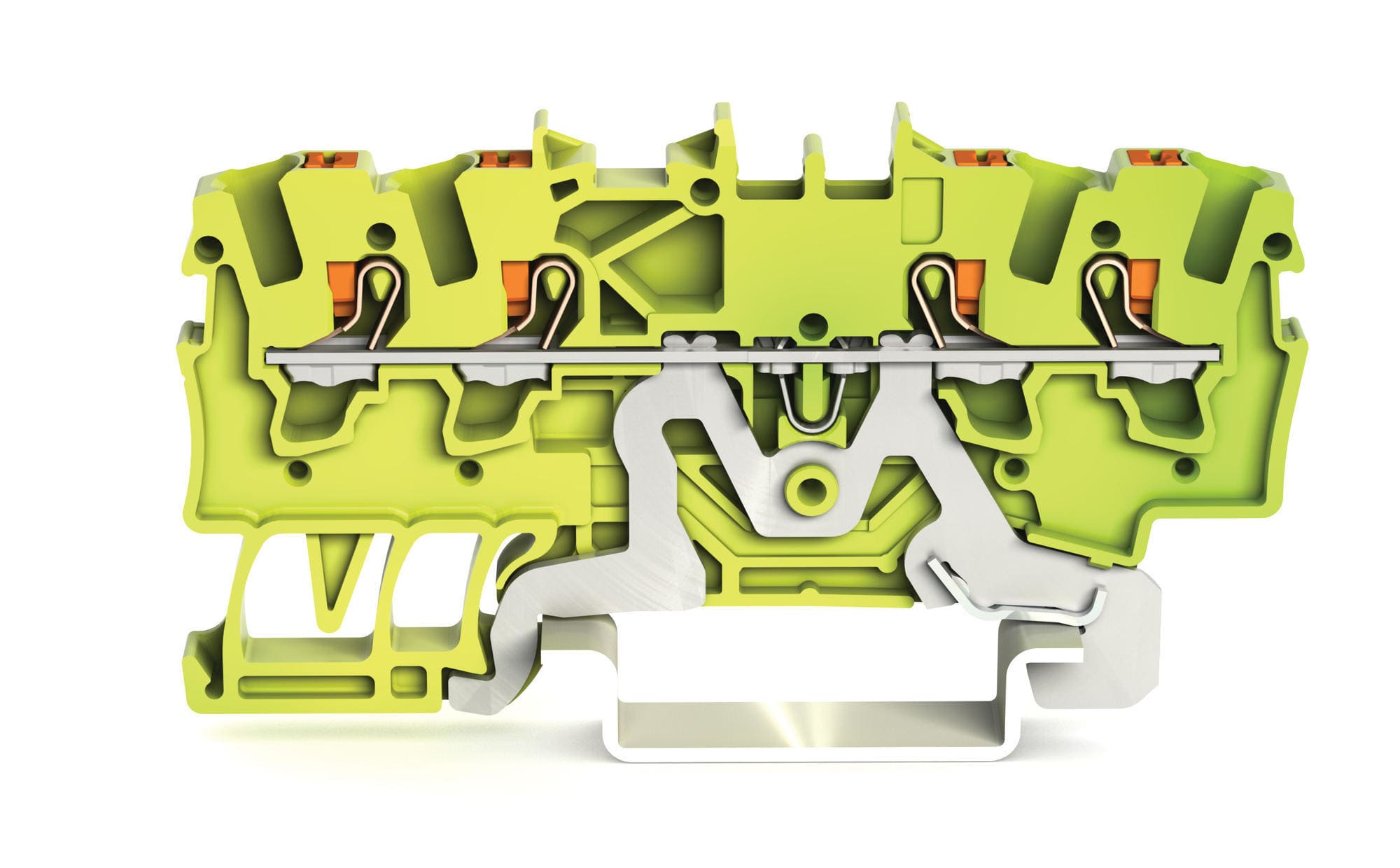 WAGO - 4-leder jordklemme;med trykknapp;1,5 mm²;grønn-gul