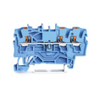 WAGO - 3-leder gjennomgående rekkeklemme;med trykknapp;2,5 mm²;blå