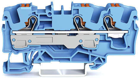 WAGO - 3-leder gjennomgående rekkeklemme;med trykknapp;6 mm²;blå