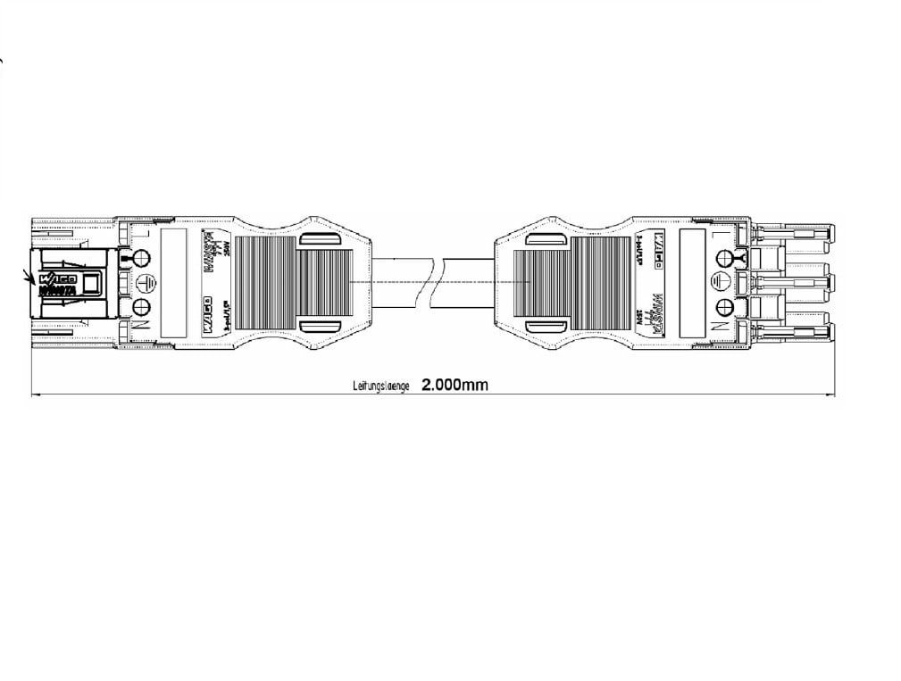 WAGO - Kabel 3x1,5 2m Winsta Sokkel/