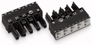 WAGO - Sokkel 5p m/ Strekkavl. Svart -