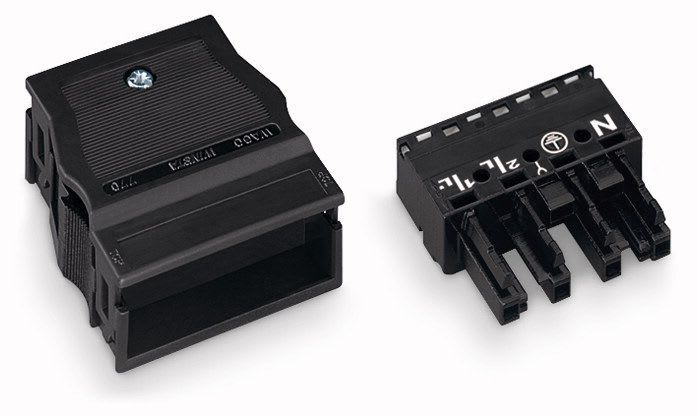 WAGO - Kontakt;med strekkavlastningshylse;4-polet;sort