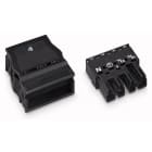 WAGO - Plugg;med strekkavlastningshylse;4-polet;sort