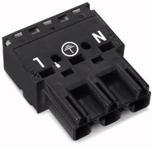 WAGO - Plugg 3p u/ Strekkavl. Svart -