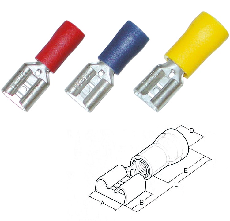 Haupa - Isolert flatstifthylse 4,0-6,0mm² , hun, gul