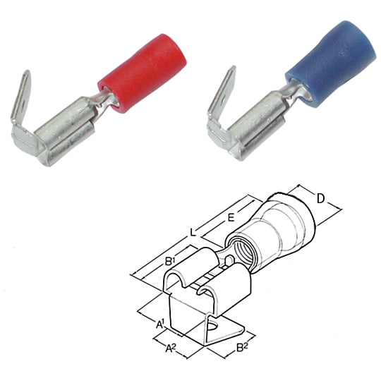 Haupa - Isolert dobbelflatstifthylse 0,5-1,0mm² , hun, rød