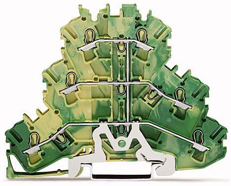 WAGO - Treetasjes rekkeklemme;6-leder jordklemme;2,5 mm²;grønn-gul