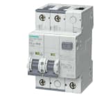 Siemens - Jordfeilautomat, 2-pol, 16A, B karakteristikk, type A, 30 mA, Icn=10 kA, Icu=20kA, D=70mm