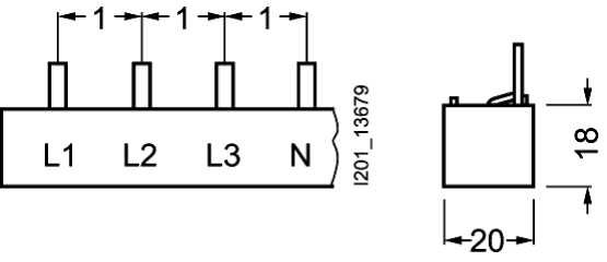 Siemens - Samleskinne , 16 mm2, 4 fas