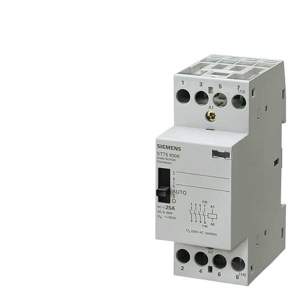Siemens - Kontaktor  0/1 AUTOMATIC med 4 NO kontakter , 230/400VAC  25A , spolespenning AC230V DC220V
