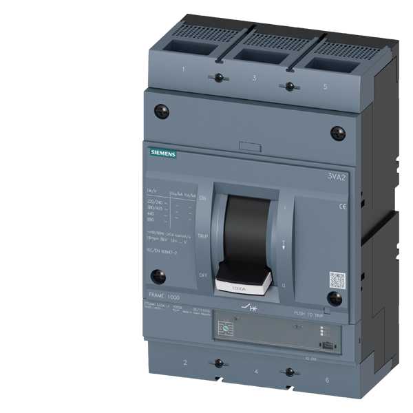 Siemens - MCCB_3VA25_3P_85KA_ETU340,ELISA, LI VERN, IN=800A, IR=320A-800A, II=10xIN, bolt