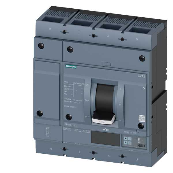 Siemens - MCCB_3VA25_4P_85KA_ETU860,LSIG VERN, IN=1000A, IR=400A-1000A, ISD=0,6-10xIN,II=1,5-10xIN,IG=0,2-1xIN