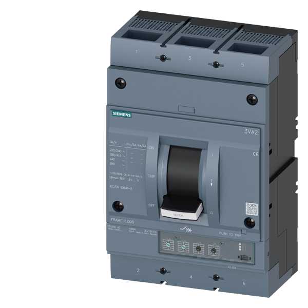 Siemens - MCCB_3VA25_3P_110KA_ETU330,LIG VERN, IN=800A, IR=320A-800A, II=1,5-10xIN,IG=0,2-1xIN, TG=0,1/0,3MS