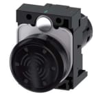 Siemens - Akustisk signal komplett 22mm metall, tone 2,4KHZ, IP40, 95db/10cm med holder 230V AC skruklemmer.