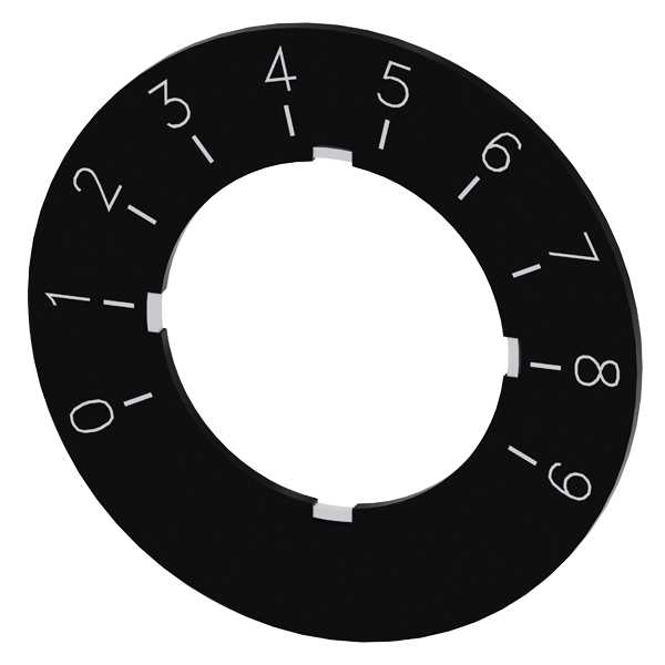 Siemens - Merkeplate Sirius Act for potensiometer sort med hvit skrift 0-10.