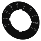Siemens - Merkeplate Sirius Act for potensiometer sort med hvit skrift 0-10.