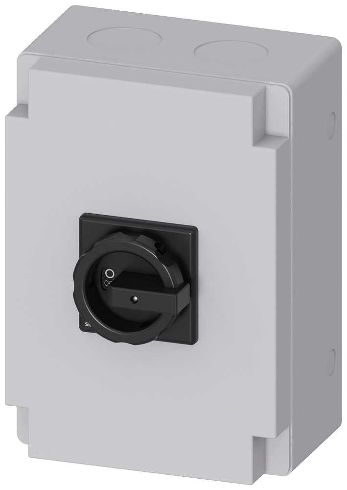 Siemens - Sikkerhetsbryter, 3-p, I=100 A, AC-23/400V: 37 kW,plast IP65, 1NC, 1NO, vri, sort, nippelhull M50/63