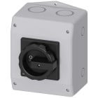 Siemens - Sikkerhetsbryter, 3-p, I=63 A, AC-23/400V: 22 kW,plast IP65, 1NC, 1NO, vri, sort, nippelhull M32/40