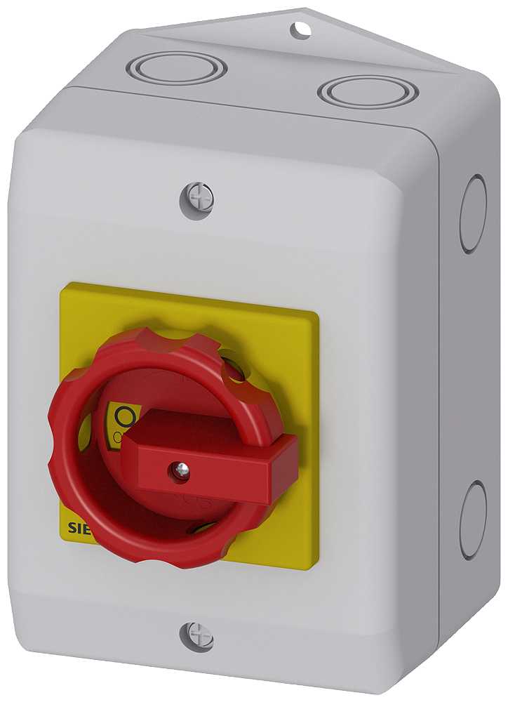 Siemens - Sikkerhetsbryter, 4-p, I=25 A, AC-23/400V: 9,5 kW,  plast IP65, 1NC+1NO, vri  , r/g, nippelhull M25