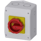 Siemens - Sikkerhetsbryter, 3-p, I=63 A, AC-23/400V: 22 kW, plast IP65, vri bryter , r/g, nippelhull M32/40