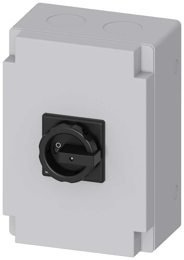 Siemens - Sikkerhetsbryter, 3-p, I=100 A, AC-23/400V: 37 kW,plast IP65, vri bryter , sort, nippelhull M50/63