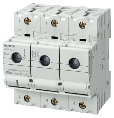 Siemens - MINIZED, sikring lastbryter med sikring, D02, 3P+N, In: 63 A, Un AC: 400 V