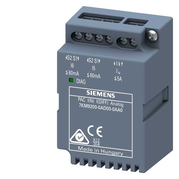 Siemens - N-leder modul I-diff for 7KM PAC3200/PAC4200. Jordfeilstrøm(IDiff), analog input for temp, trykk etc