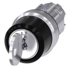 Siemens - SIRIUS ACT Nøkkelvenderhode,RONIS,3 bryterposisjoner I-O-II, 22MM rund blank metall design, 2 nøkler