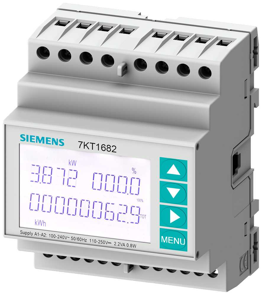 Siemens - SENTRON, måleinstrument,7KM PAC1600,LCD,L-L:400V,L-N: 230V,5A,stand, monteringskinne,3FAS,M-bus + MID,