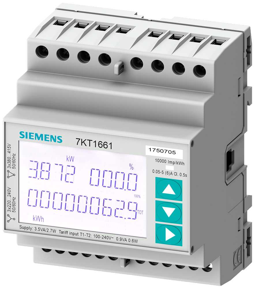 Siemens - SENTRON, måleinstrument,7KM PAC1600,LCD,L-L:400V,L-N:230V,5A,standard monteringskinne,3F,ModbusRTU/ASCII