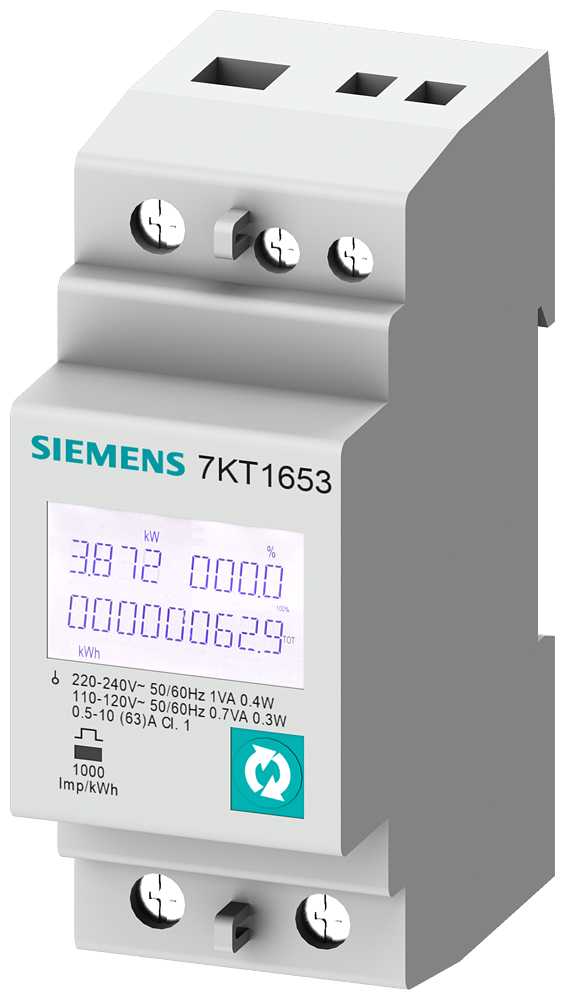 Siemens - SENTRON, måleinstrument,7KM PAC1600,LCD,L-N: 230V,65A,standard monteringskinne,1-fase,Modbus 