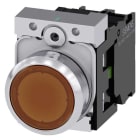 Siemens - Illuminert komplett trykknapp, 1NO, ravgul, 110V AC skruklemmer
