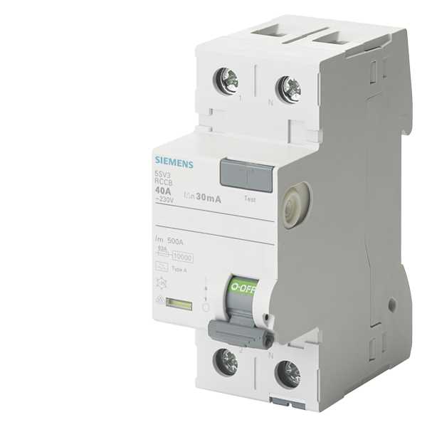 Siemens - Jordfeilbryter type F 80A 2-p 300MA tiltrekningsmoment 2,5-3,0 Nm, kabeltverrsnitt 1-35 mm2